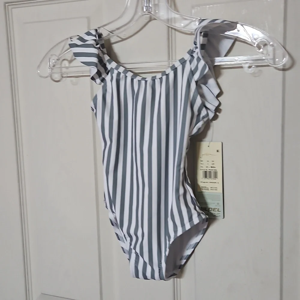 GOTTEX KIDS GREEN/WHITE STRIPED ONE PIECE: NEW WITH TAGS: SIZE 3